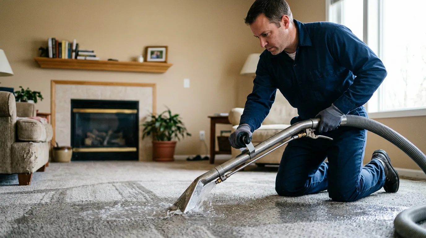 Water damage restoration technician working near Dorchester, NJ